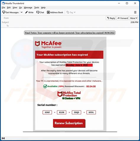 faux mail mcafee dark web|You get fake emails from scammers posing as McAfee.